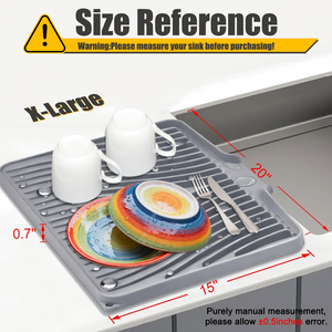 <strong>Silicone</strong> Dish Drying <strong>Mat</strong>, Dish Drying <strong>Mat</strong> for Kitchen Non-Slip Drain Pad with Built-in Drain, <strong>Heat</strong> <strong>Resistant</strong> Stone Drying <strong>Mat</strong> - Product Image 2