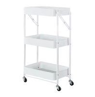 Chariot de cuisine roulant pliable en métal à 3 niveaux avec étagère à légumes et roulettes