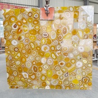 Panneau mural rétro-éclairé en agate d'onyx bleu semi-précieux pour comptoir mural