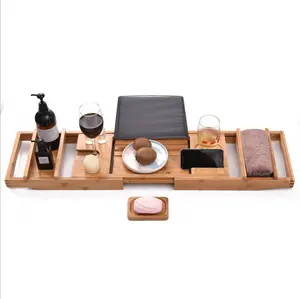 Luxury Bathtub Caddy Tray, 1 or 2 Person Bath and Bed Tray, Bath Tub Table Caddy with Extending Sides - Free Soap Dish