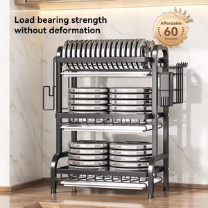 Özel Karbon Çelik 2-3 Katmanlı Metal Çatal Bıçak Kurutmalığı Organizer Raf Pas Önleyici Siyah Modern Çok Fonksiyonlu Mutfak Bulaşıklık - Product Image 4