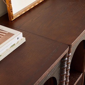 French Style <b>Solid</b> <b>Wood</b> <b>Bookcase</b> 80cm Modular Full Wall Storage Cabinet For Home Office Study Retro Floor To Ceiling Bookshelf - Product Image 4