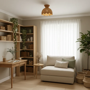 Lustre en <span class=keywords><strong>rotin</strong></span> en forme de <span class=keywords><strong>fleur</strong></span> sur mesure 2026, lampe suspendue en <span class=keywords><strong>rotin</strong></span>, <span class=keywords><strong>abat</strong></span>-<span class=keywords><strong>jour</strong></span> décoratif pour lampes de plafond - Product Image 4