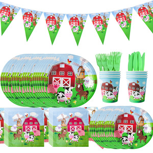 Decoraciones para Fiesta de Cumpleaños de <span class=keywords><strong>Granja</strong></span> Lechera, Artículos para Fiesta de Animales, Platos de Papel, Servilletas, Vasos, Manteles, Cajas de Dulces, Juego de Vajilla - Product Image 1