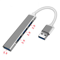 Multiport USB 3.0/2.0 4-in-1 adaptor Aloi aluminium 4 port USB 3.0 untuk Macbook Laptop komputer Transfer Data tersedia