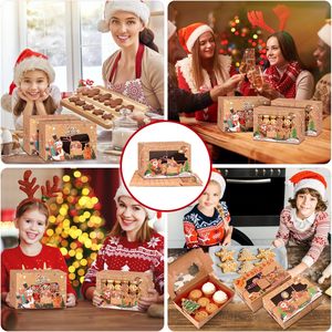 Scatole per Biscotti Natalizi da Regalare, Scatole per Pasticceria con Finestra, 3 Design in Cartone Kraft Marrone per Dolcetti - Product Image 5