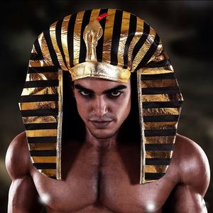 Egyptian Pharaoh Costume Headpiece Gold Black Striped King Headdress Halloween Cosplay <b>Hat</b> for Carnival <b>Party</b> Dress up - Product Image 1