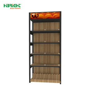 Exhibidor de Vino de Múltiples Niveles Highbright con Estantes de Madera, Soportes Inclinados para Botellas y Letrero Superior para Tiendas de Vino y Líquores - Product Image 3