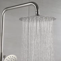 Robinet de douche mural moderne et simple en acier inoxydable 304, avec pommeau de douche massant à jet unique et finition brossée