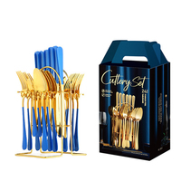 Offre Spéciale : Ensemble de Couverts de Cuisine (Couteau, Fourchette, Cuillère) avec Support de Rangement, Couteau, Fourchette, Cuillère de Style Occidental, Coffret Cadeau pour Fêtes à Domicile