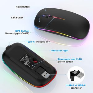 Ultra Slim <b>Mouse</b> Inalambrico Dual Mode Bt Rechargeable Colorful Souris Sans Fil 2-4ghz Optical <b>Computer</b> Wireless Gaming <b>Mouse</b> - Product Image 3