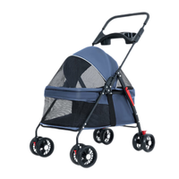 Poussette pliable pour animaux de compagnie avec 4 roues, panier de transport respirant en maille pour chien, chariot de voyage portable pour usage extérieur