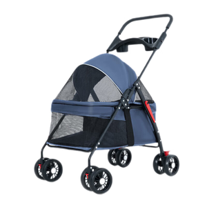 Foldable Pet Stroller With <b>4</b> <b>Wheels</b> Breathable Mesh Dog Carrier Portable Travel <b>Trolley</b> For Outdoor Use - Product Image 4