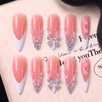 Ongles à presser en PMMA faits main 3D, collection personnalisée, longs, pointus, courbes, style stiletto, couvrance totale, design élite ODM français 3.0