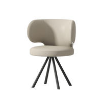 Chaise de salle à manger contemporaine rembourrée en forme de fer à cheval, pieds en métal massif, cuir PU beige gris durable, meubles de salon pour la maison
