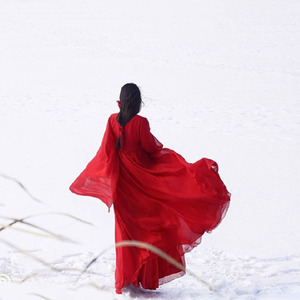 Vestido Hanfu Estilo Wei Jin para Mujer, Color Rojo, Manga Larga, Color Sólido, Traje Tradicional Chino para Boda, Tela de Viscosa - Product Image 3