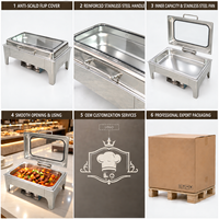 Réchaud de buffet pour petit-déjeuner LQ Hotel, argenté, rectangulaire, 9L, en acier inoxydable 201, avec poignée large et courbée, pieds épais et coniques, chauffage au combustible