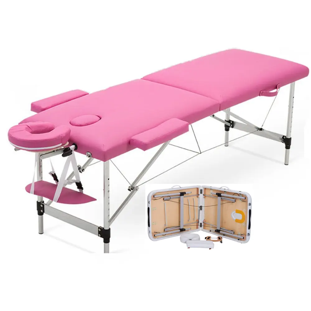Sukar-cama curvada rosa para pestañas, silla para masaje facial, portátil, spa