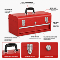 Boîte à outils portable en acier rouge Guanpin, directement de l'usine, avec poignée de transport, serrure et tiroirs personnalisables