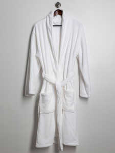 Thêm ấm áp mùa đông housecoat đen sợi nhỏ lông cừu áo choàng tắm ngắn phụ nữ trùm đầu áo choàng với biểu tượng tùy chỉnh - Product Image 6