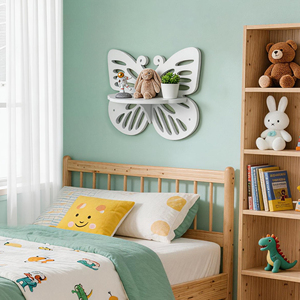 Étagère murale de rangement moderne de style papillon, en fibre de polyester, séchage rapide, imperméable - Product Image 6