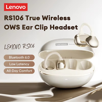 Nouveaux écouteurs sans fil Lenovo RS106 TWS BT6.0 à clip d'oreille, suppression du bruit ENC, son HiFi, longue autonomie, pour le gaming