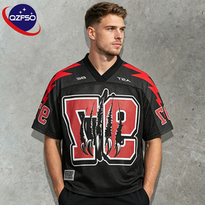 QZFSO Custom Hip Hop Vintage Sublimation Soccer T Shirt American Football Uniform <b>Top</b> <b>Rhinestone</b> <b>Mesh</b> Fabric Rugby Sport Jersey - Product Image 1
