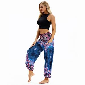 Wholesale Plus Size Chiffon Digital Printing Bohemian Yoga Harem Pants Women with Elastic Waist Mid - Product Image 1