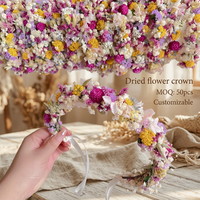 Karangan Bunga Kepala untuk Pernikahan Outdoor Elopement Mahkota Bunga Pengantin Buatan Tangan Bunga Asli Awet Hadiah Karangan Bunga Dekorasi Pernikahan