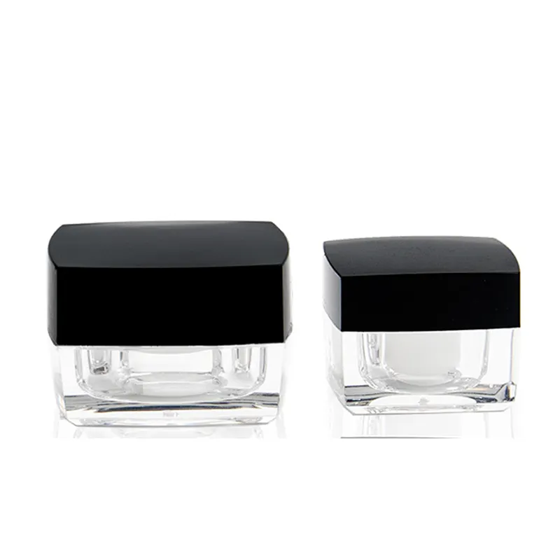 Beauty Product Container Plastic Cosmetic Cream Jar 15g 30g 50g Acrylic Square Shape Skin Care Face Cosmetics Packaging