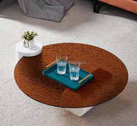 Table basse ronde en verre arc-en-ciel, en plastique renforcé de fibres de verre, à la mode