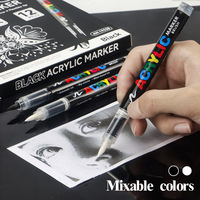 XinyiArt Direct Liquid Art Highlight White Black Brush Marker Soft Tip Drawing Acrylic Marker Set for DIY Making Highlighting