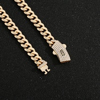 Pulseras de Cadena Cubana con Cierre Cuadrado de Latón Geométrico Chapado en Oro de 14K con Zirconia Iced Out, Estilo Hip Hop, al por Mayor para Hombres y Mujeres
