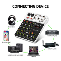 D Debra Professional BT 4 canaux V4 Console de mixage audio stéréo pour podcast et DJ, Webcaster, avec réglage vocal 80Hz-15kHz