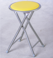 Tabouret pliant en métal avec siège rembourré rond et doux, tabouret pliable en acier pour la maison et les fêtes