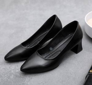 Venta caliente cuero genuino sólido mate negro <span class=keywords><strong>azafata</strong></span> Banco empleado del hotel trabajo zapatos <span class=keywords><strong>de</strong></span> las señoras - Product Image 4