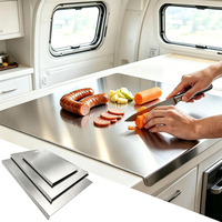Ensemble de 3 grandes planches à découper en titane neuf avec rebord, en titane pur, pour la cuisine, lavable au lave-vaisselle, qualité alimentaire