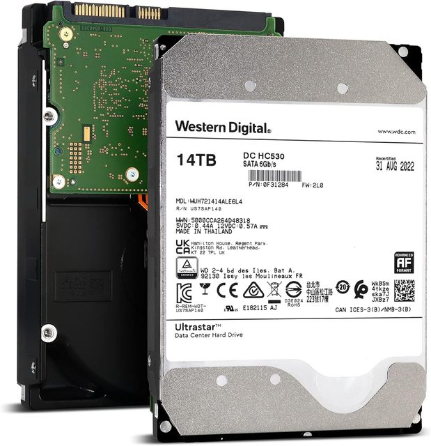 14TB Ultrastar DC HC530 SATA HDD - 7200 RPM Class, SATA 6 Gb/s, 512MB Cache, 3.5"  WUH721414ALE604
