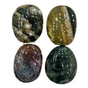 Tumble oceano jasper cristal palmeira, pedra de palma natural oval oceano jasper cristal pedra para venda