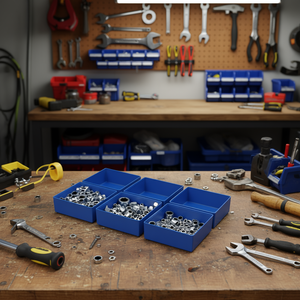 6 Piece Blue <b>Tool</b> Storage Tray Set For Organizing Small Parts And <b>Tools</b> In Workshop Or Garage - Product Image 3