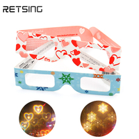 Carton coeur noël Diffraction lunettes 3D arc-en-ciel feu d'artifice lunettes papier Diffraction vacances lumière amour coeur lunettes