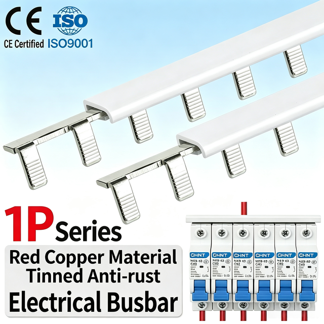 CE ISO 1P Pin Type Copper Comb Busbar 63A Insulated Electrical Bus Bar for MCB National Standard Tinned Red Copper Anti-rust