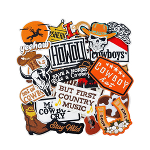 Phương Tây Vá Thêu Biểu Tượng Vui Các Bản Vá Lỗi Với Móc Và Vòng Lặp Thích Hợp Cho Tự Làm Trang Trí Ba Lô, Mũ Và Áo Khoác - Product Image 1