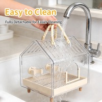 Cage de transport portable pour petits animaux, en acrylique transparent, avec corde de transport tressée détachable, fermeture à bouton-poussoir, capacité 2 kg