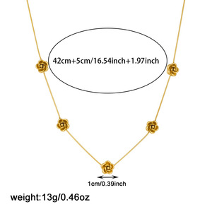 Modern Chinese Style Rose Clavicle Necklace Gold Plated Stainless Steel Chain Camellia Motif Daily Wedding Jewelry - Product Image 4