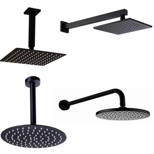 Cabezal de Ducha Cuadrado Negro Mate de 8, 10 y 12 Pulgadas, Cabezal de Ducha Ultrafino con Brazo de Ducha para Hoteles y Proyectos, Venta al por Mayor - Product Image 1