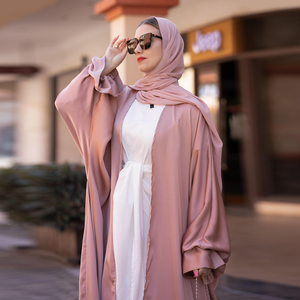 Eid Mubarak Ramadan: Novo Kimono Turbante Aberto Dubai para Mulheres Muçulmanas - Vestido Longo de Cetim Poliéster com Manga Comprida, Elegante para o Verão Islâmico - Product Image 2