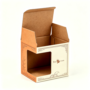 Boîtes pliantes en carton ondulé personnalisées avec logo OEM imprimé pour l'emballage de tasses à thé, mugs à café, avec fenêtre - Product Image 5