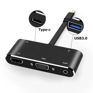 5 In 1 USB C Hub HDMI HDTV VGA USB 3.0 tip C PD 3.5 Audio Hub 5-In-1 tipi C Hub yerleştirme İstasyonu