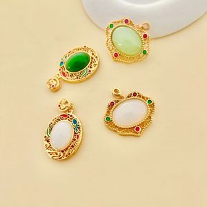 Colgante de Aleación de Cobre con Bisel de Piedra de Jade, Amuleto Unisex para Regalo, Origen Yiwu - Product Image 4